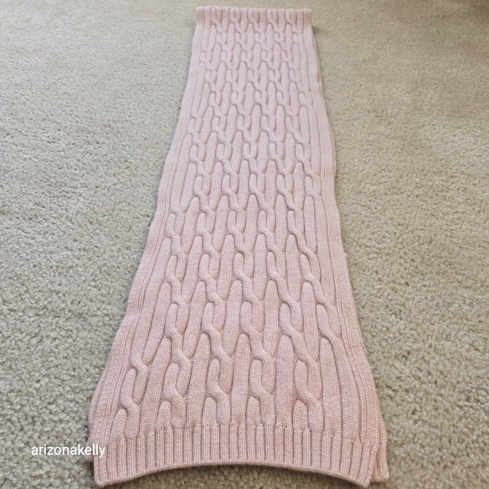 Pink Cable Knit Scarf Preppy